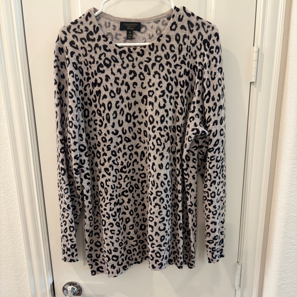 Charter Club Cashmere Animal Print Sweater